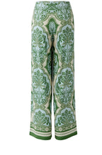 Green and Blue Bold Print Silk Touch Jersey Trousers