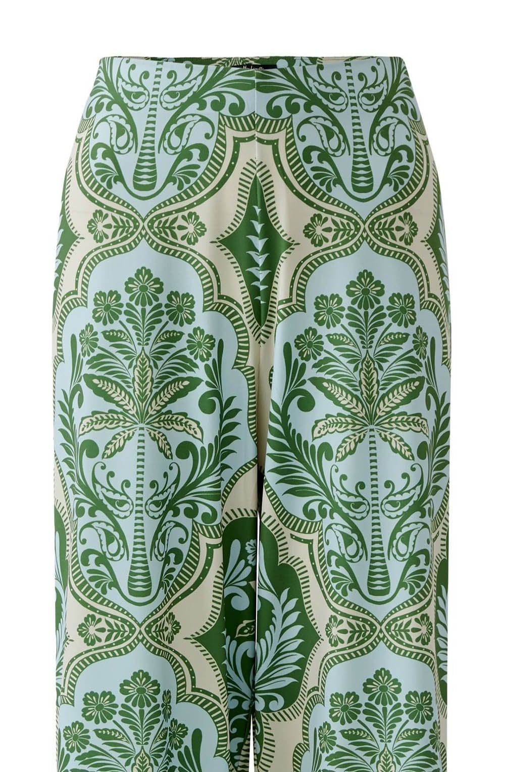 Green and Blue Bold Print Silk Touch Jersey Trousers