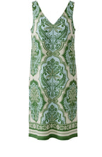 Green and Blue Bold Print Sleeveless Dress