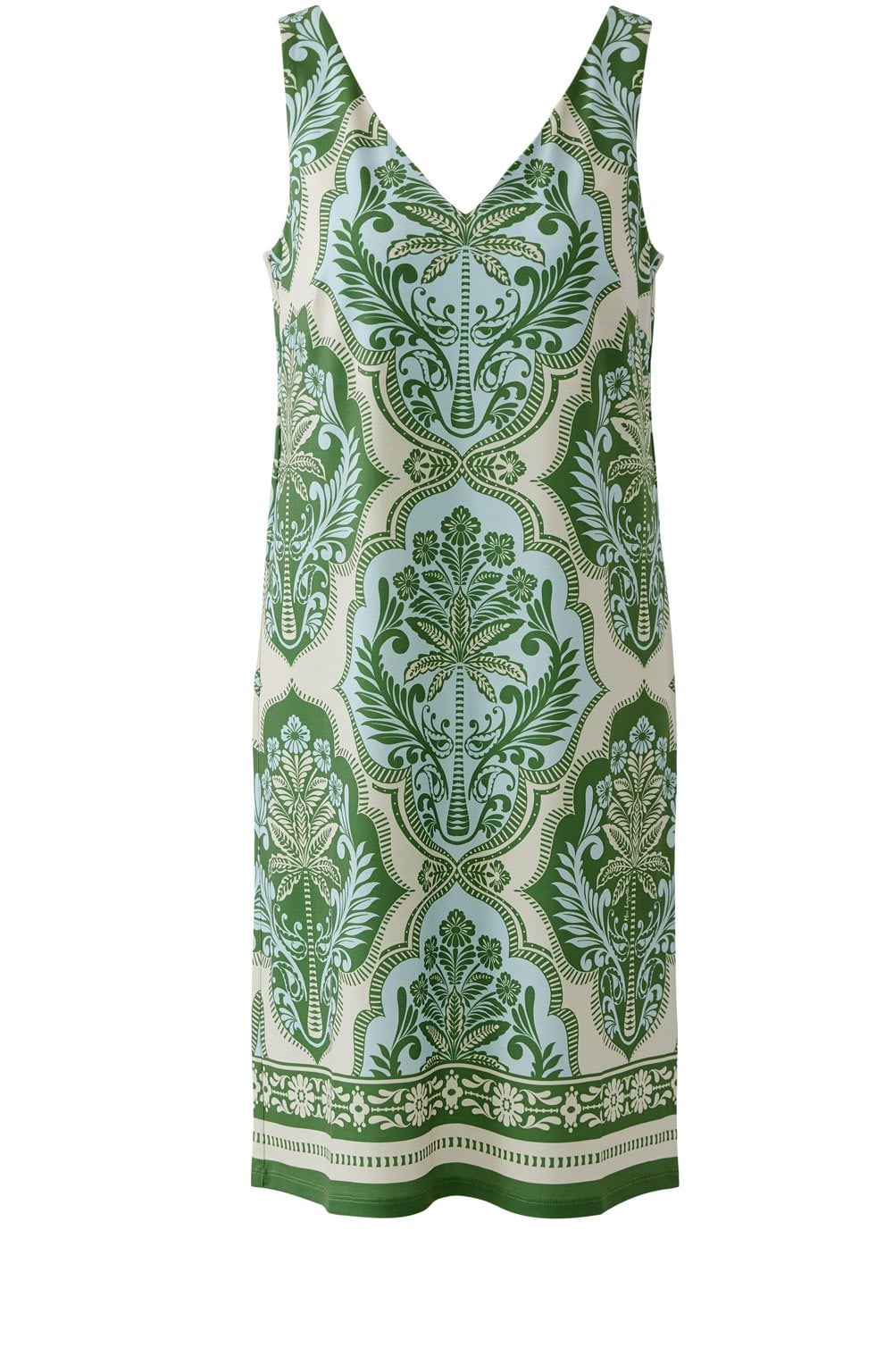 Green and Blue Bold Print Sleeveless Dress