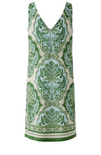 Green and Blue Bold Print Sleeveless Dress
