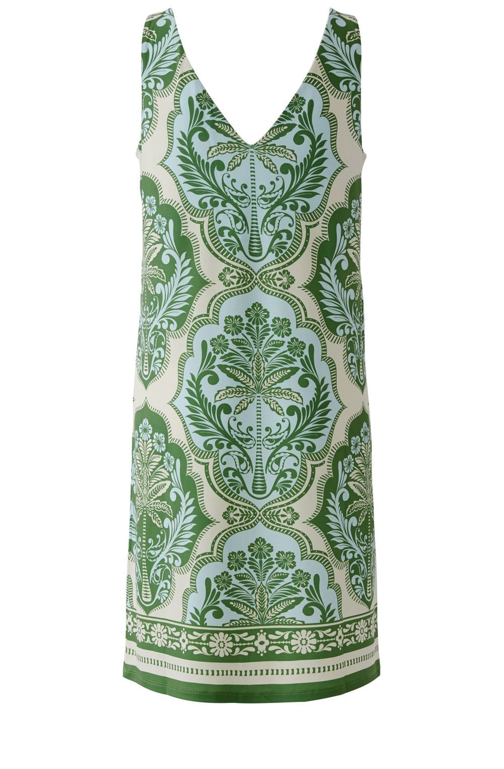 Green and Blue Bold Print Sleeveless Dress
