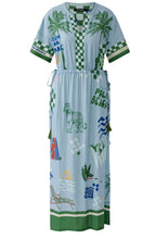 Light Blue and Green Heartbreak Hotel Jersey Maxi Dress