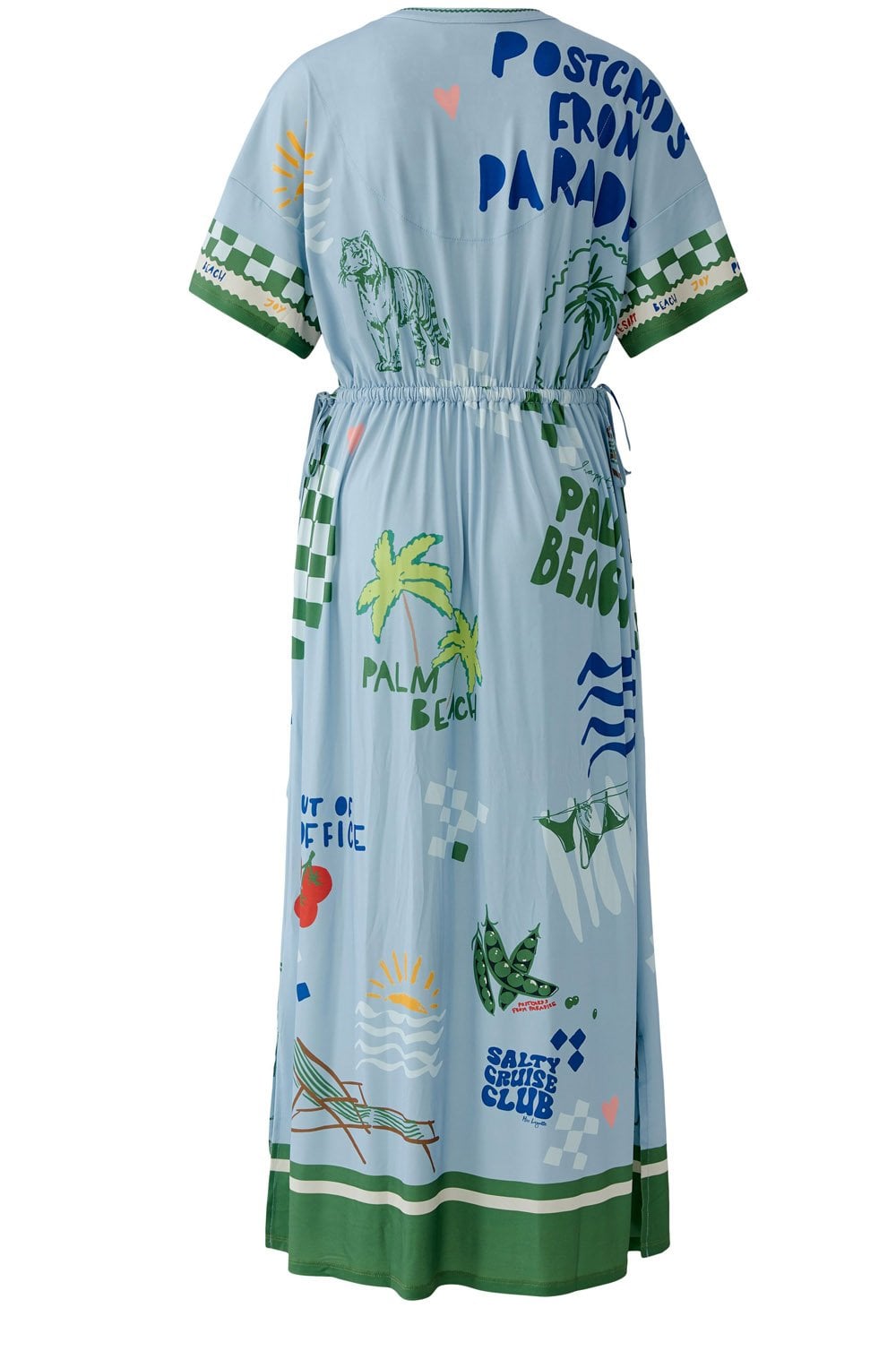 Light Blue and Green Heartbreak Hotel Jersey Maxi Dress