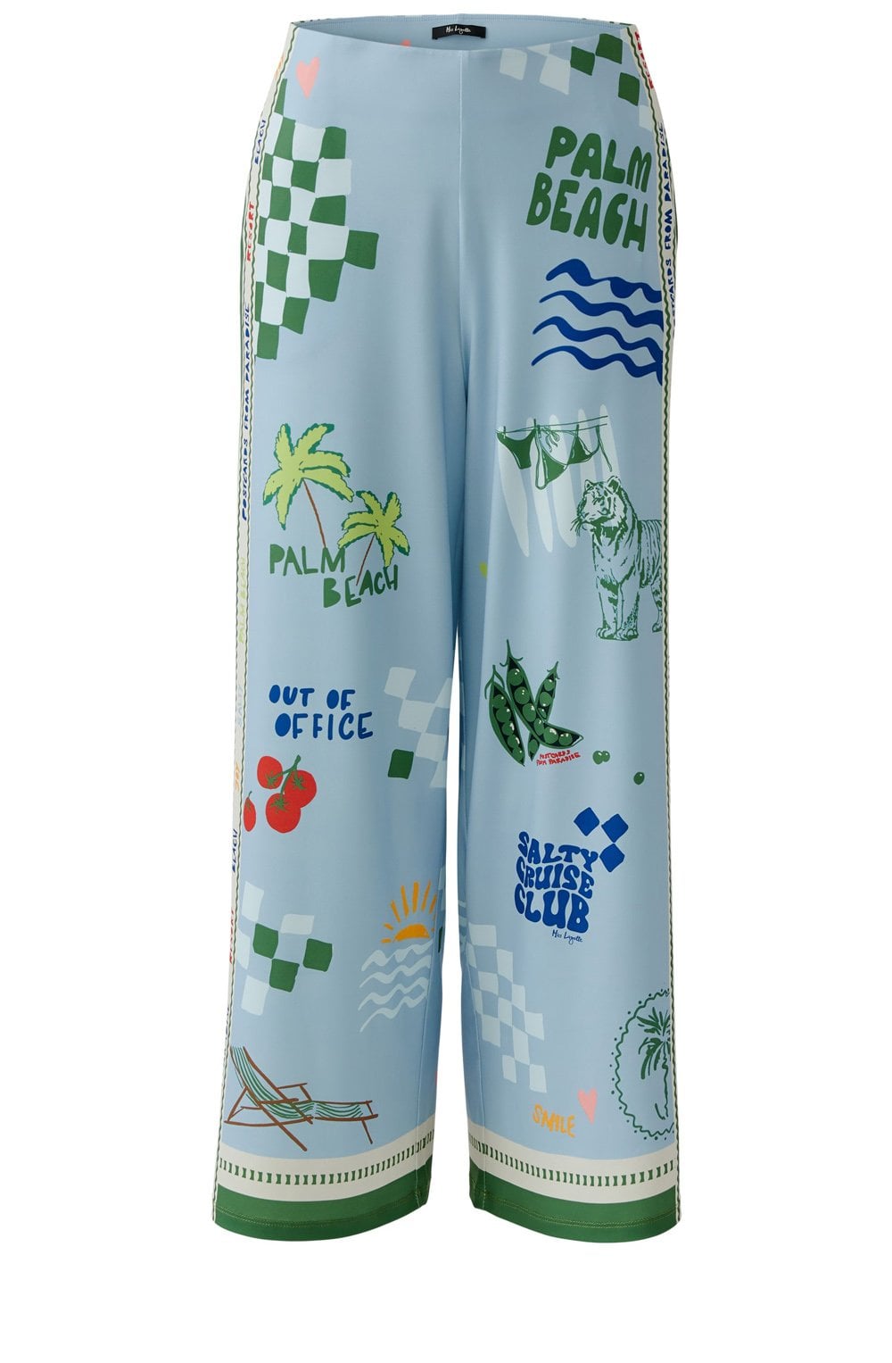 Light Blue and Green Palm Beach Cropped Jersey Trousers