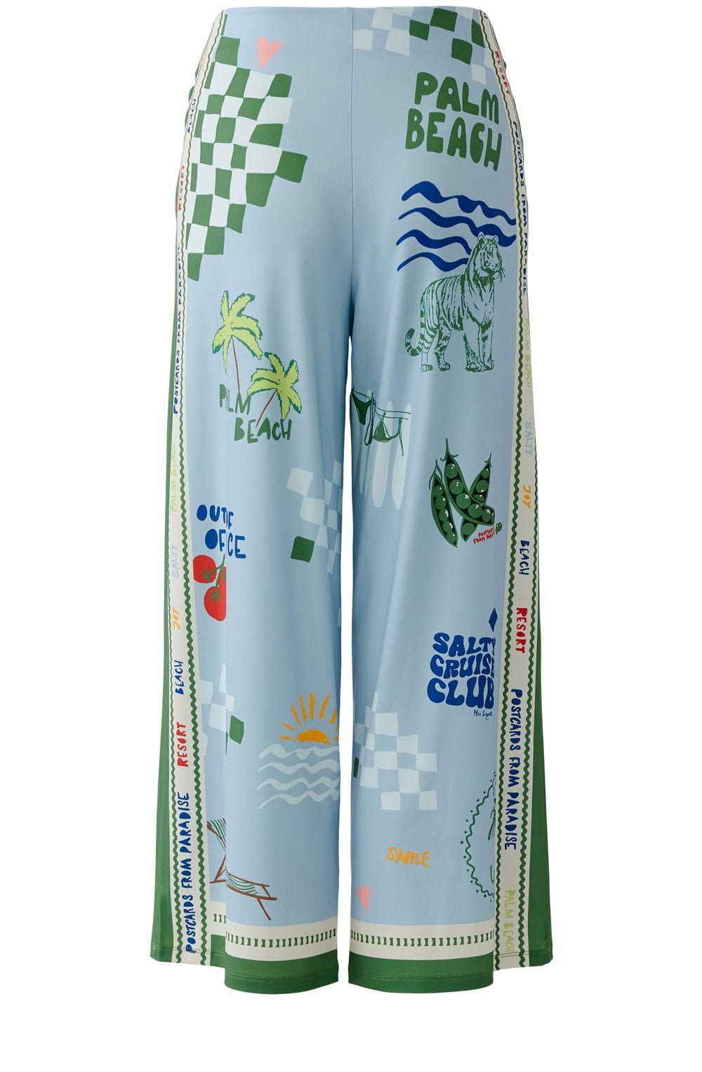 Light Blue and Green Palm Beach Cropped Jersey Trousers