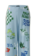 Light Blue and Green Palm Beach Cropped Jersey Trousers