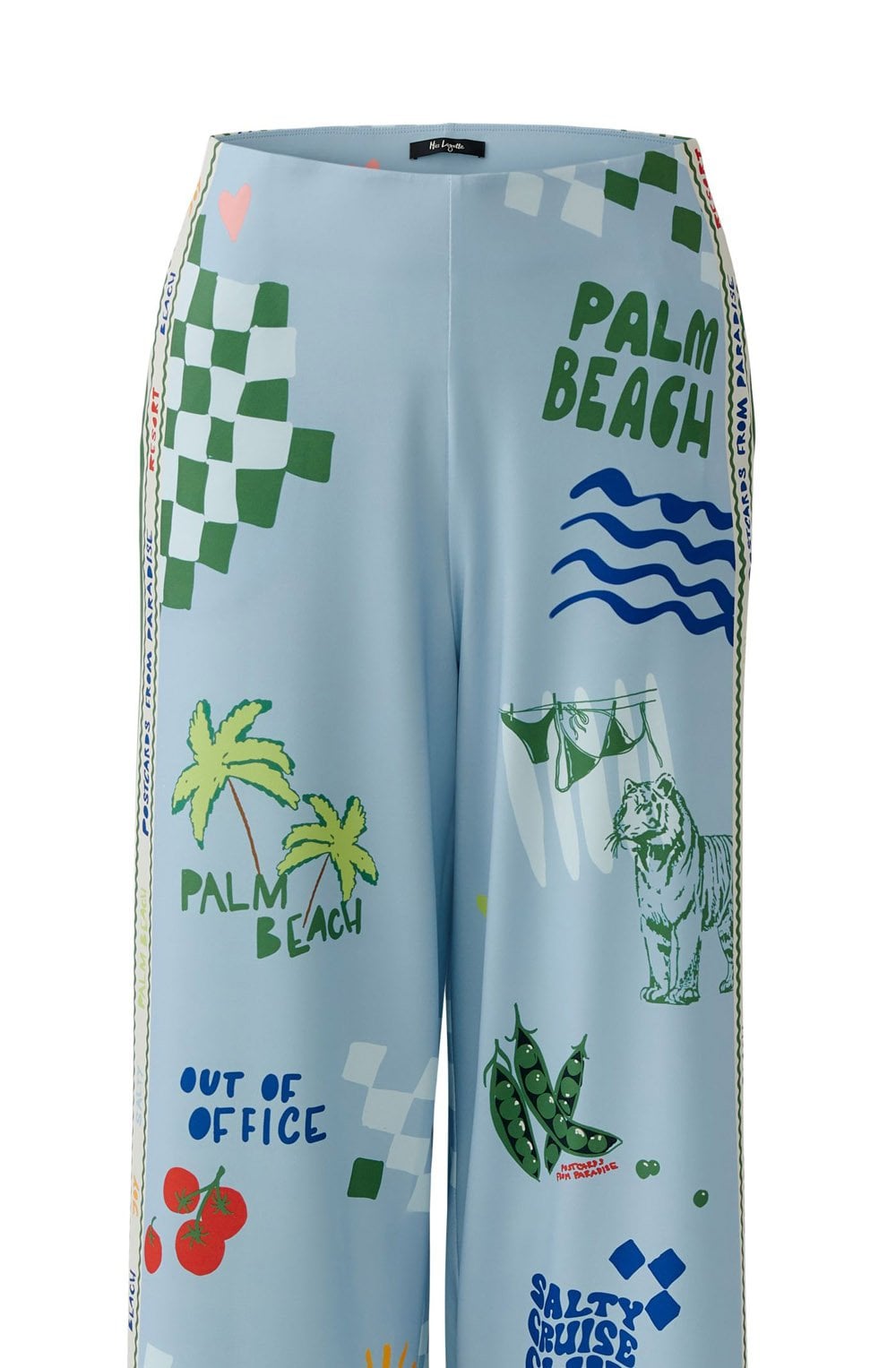 Light Blue and Green Palm Beach Cropped Jersey Trousers