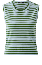 Light Blue and Green Striped Fine Knit Vest Top