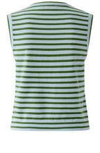 Light Blue and Green Striped Fine Knit Vest Top