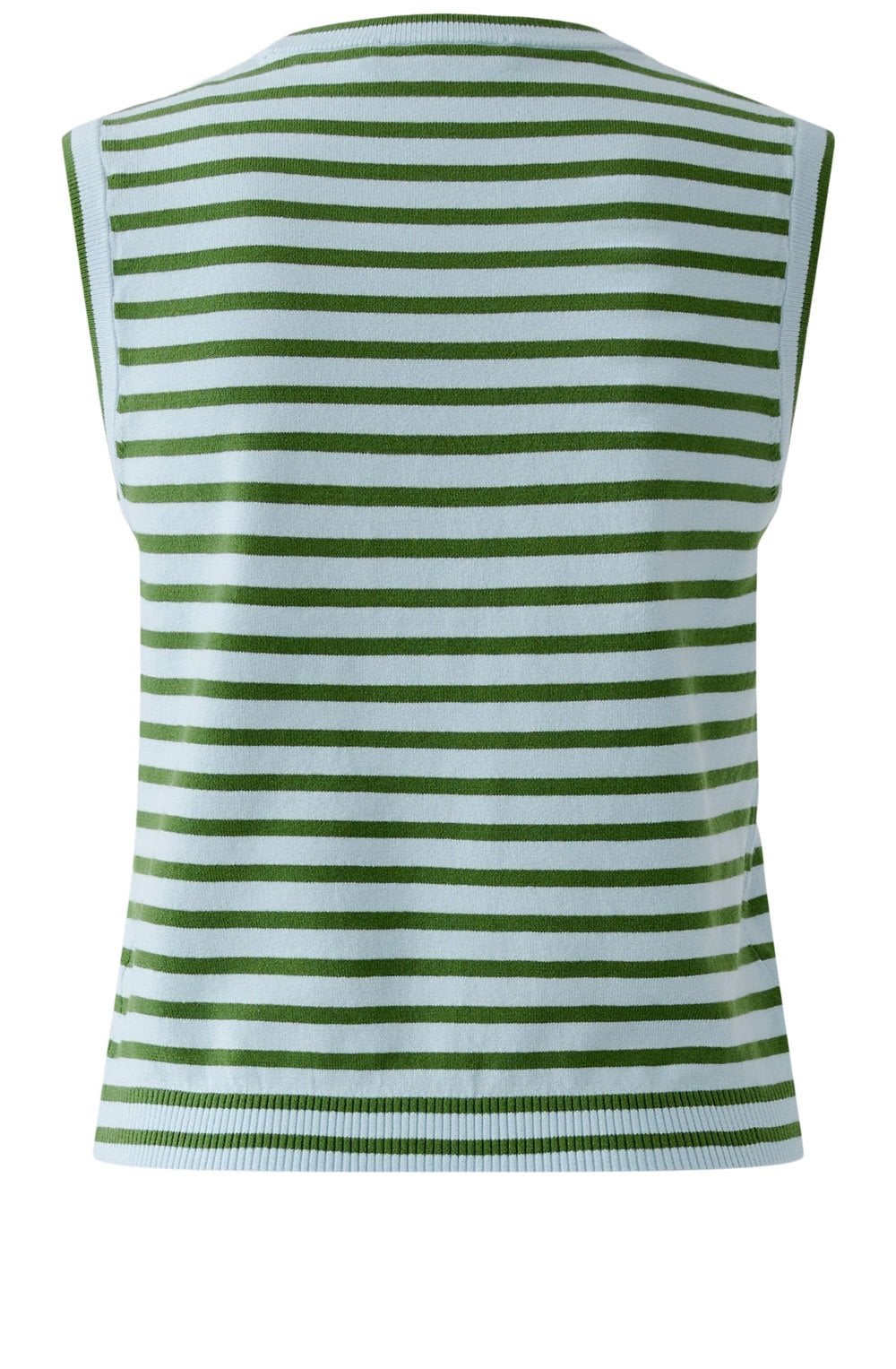 Light Blue and Green Striped Fine Knit Vest Top