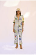 Light Blue Bold Print Silk Touch Jersey Shirt