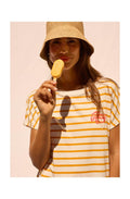 Orange & Off White Striped T Shirt