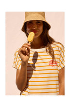 Orange & Off White Striped T Shirt