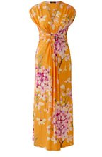 Orange Red Floral Jersey Maxi Dress