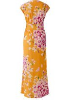 Orange Red Floral Jersey Maxi Dress