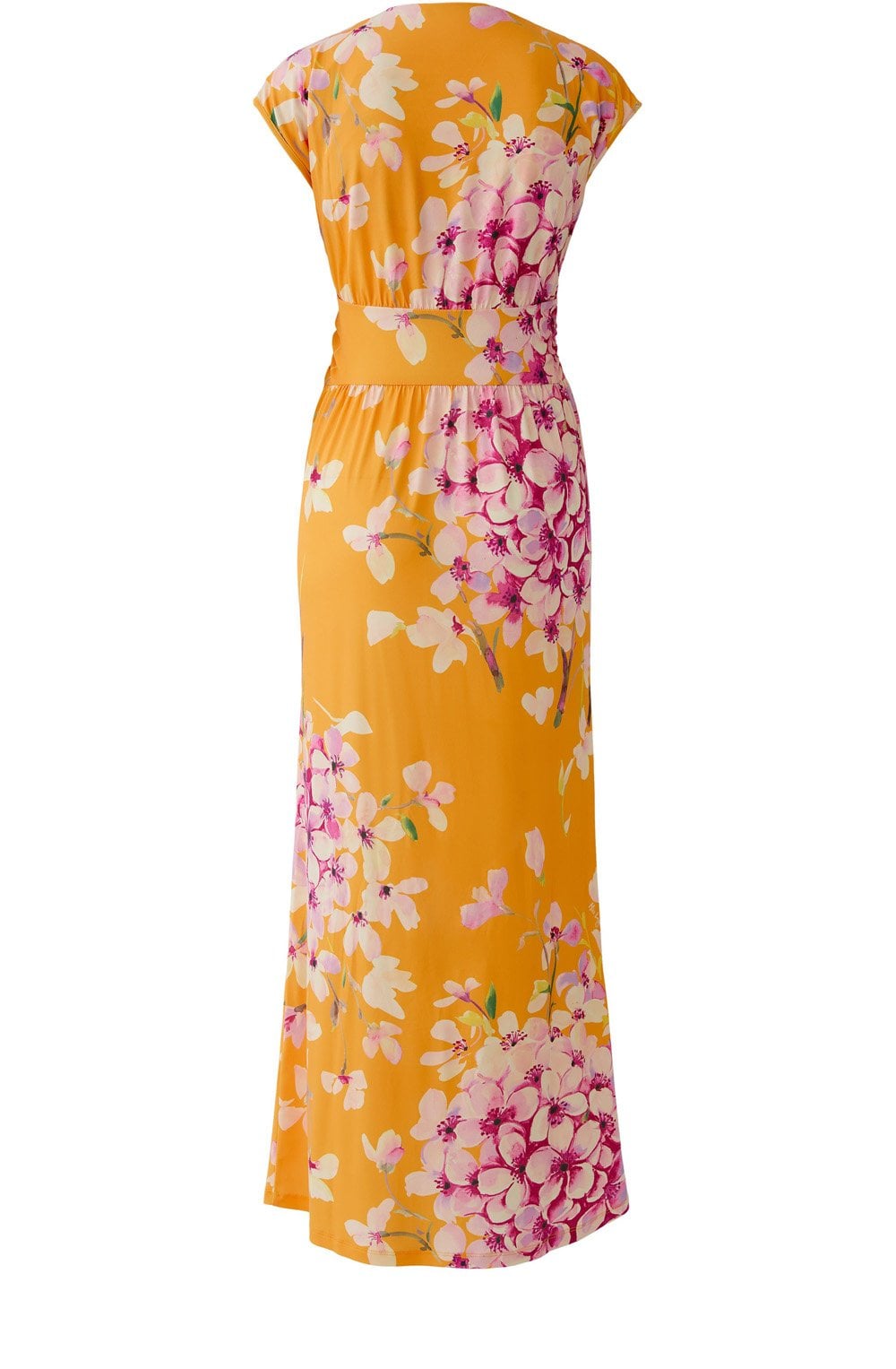 Orange Red Floral Jersey Maxi Dress