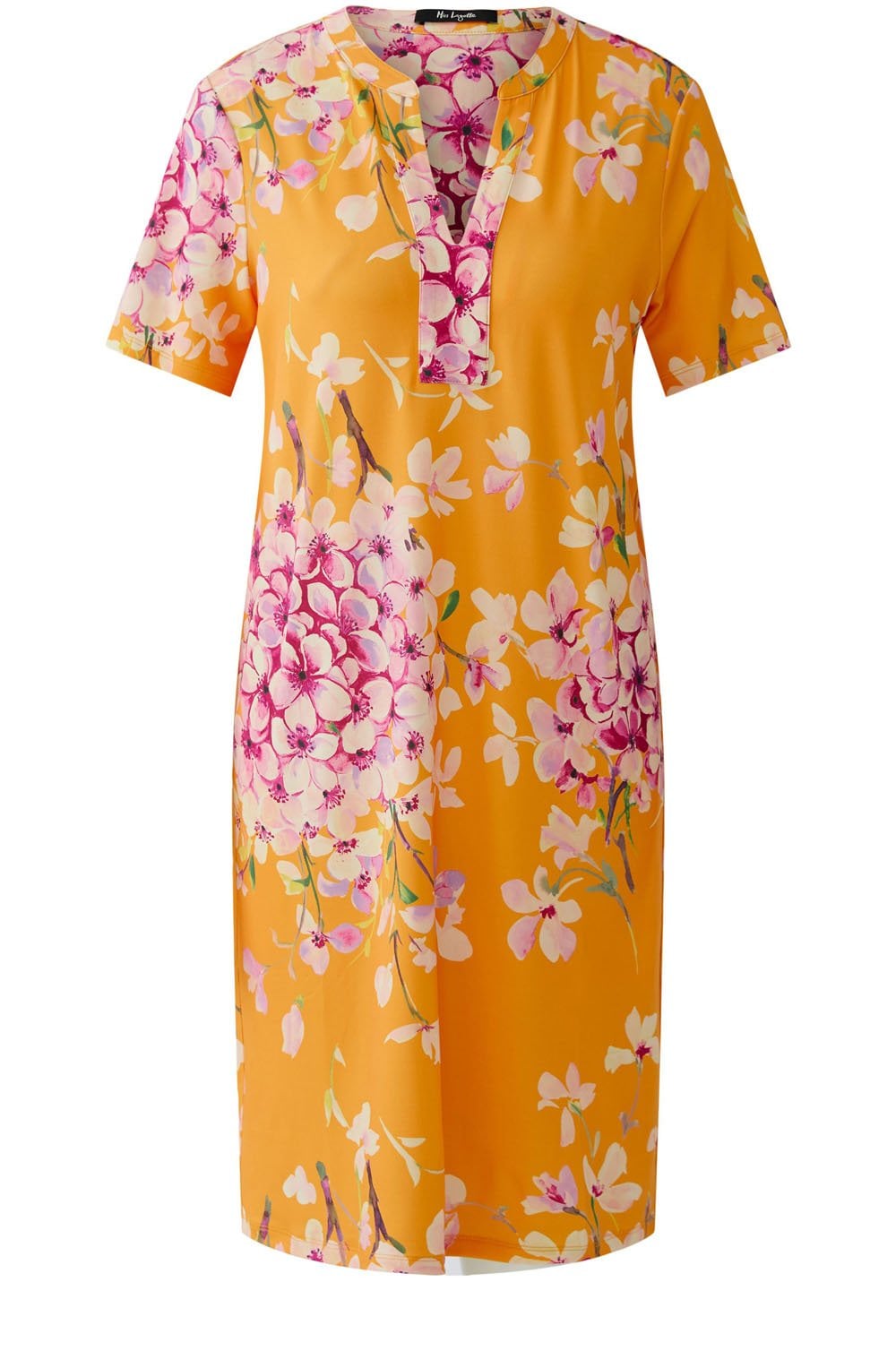 Orange Red Floral Jersey Tunic Style Dress