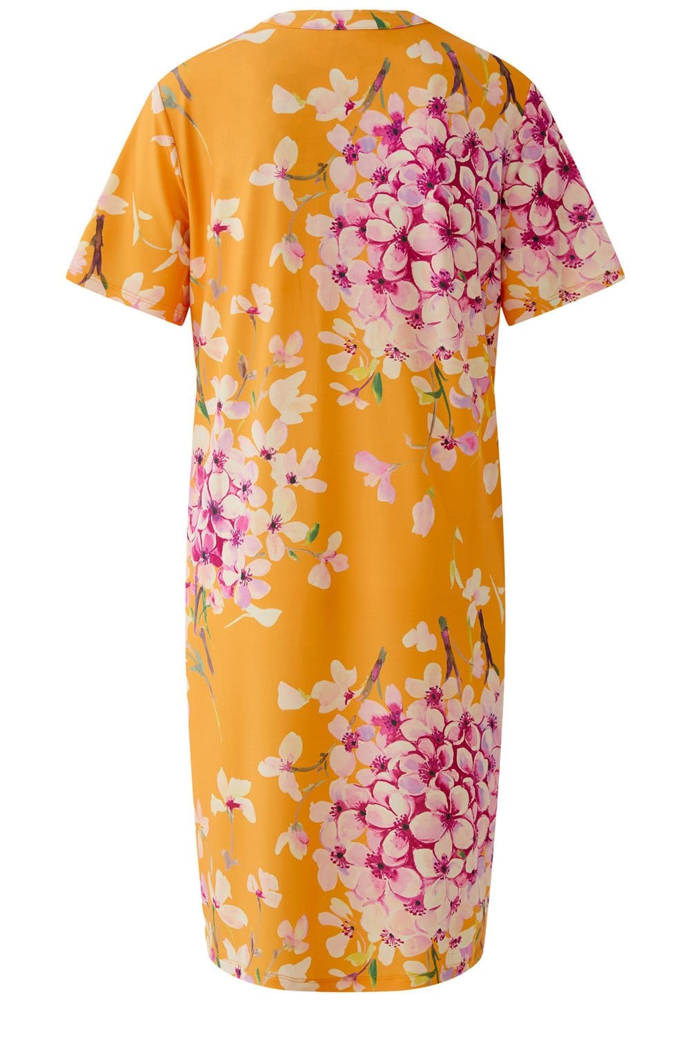 Orange Red Floral Jersey Tunic Style Dress