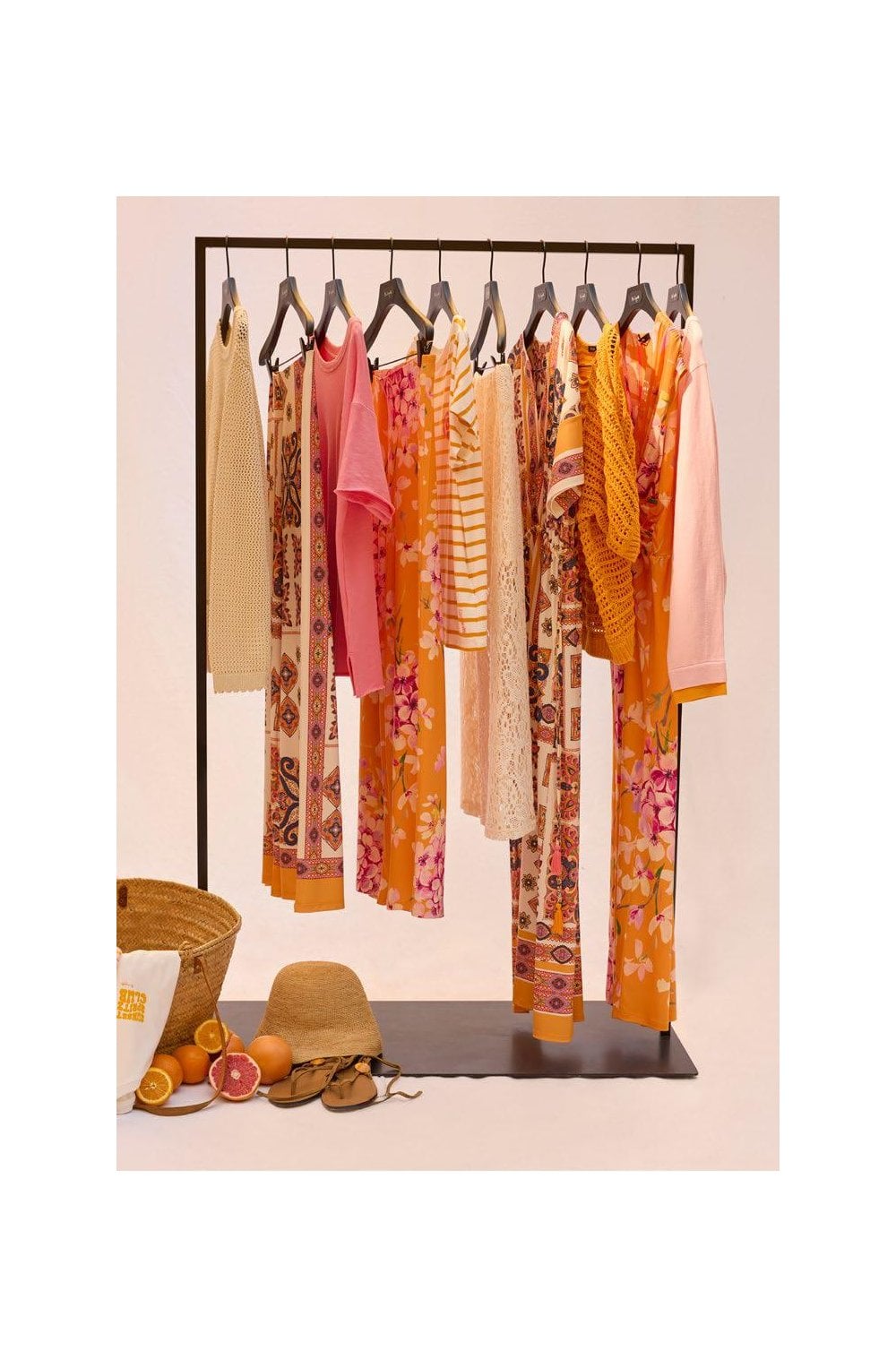 Orange Red Floral Jersey Tunic Style Dress