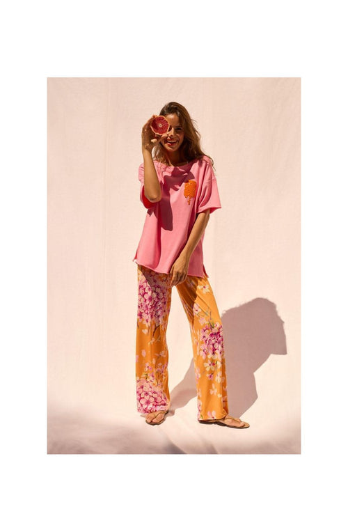 Pink Oversized Slogan Sweatshirt