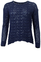 Navy crocheted knit sweater