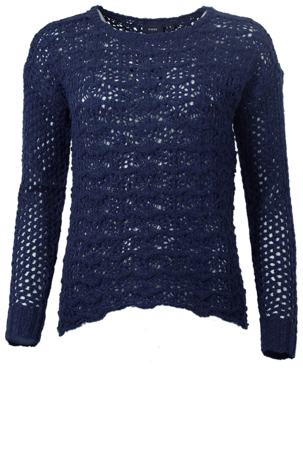 Navy crocheted knit sweater