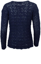 Navy crocheted knit sweater