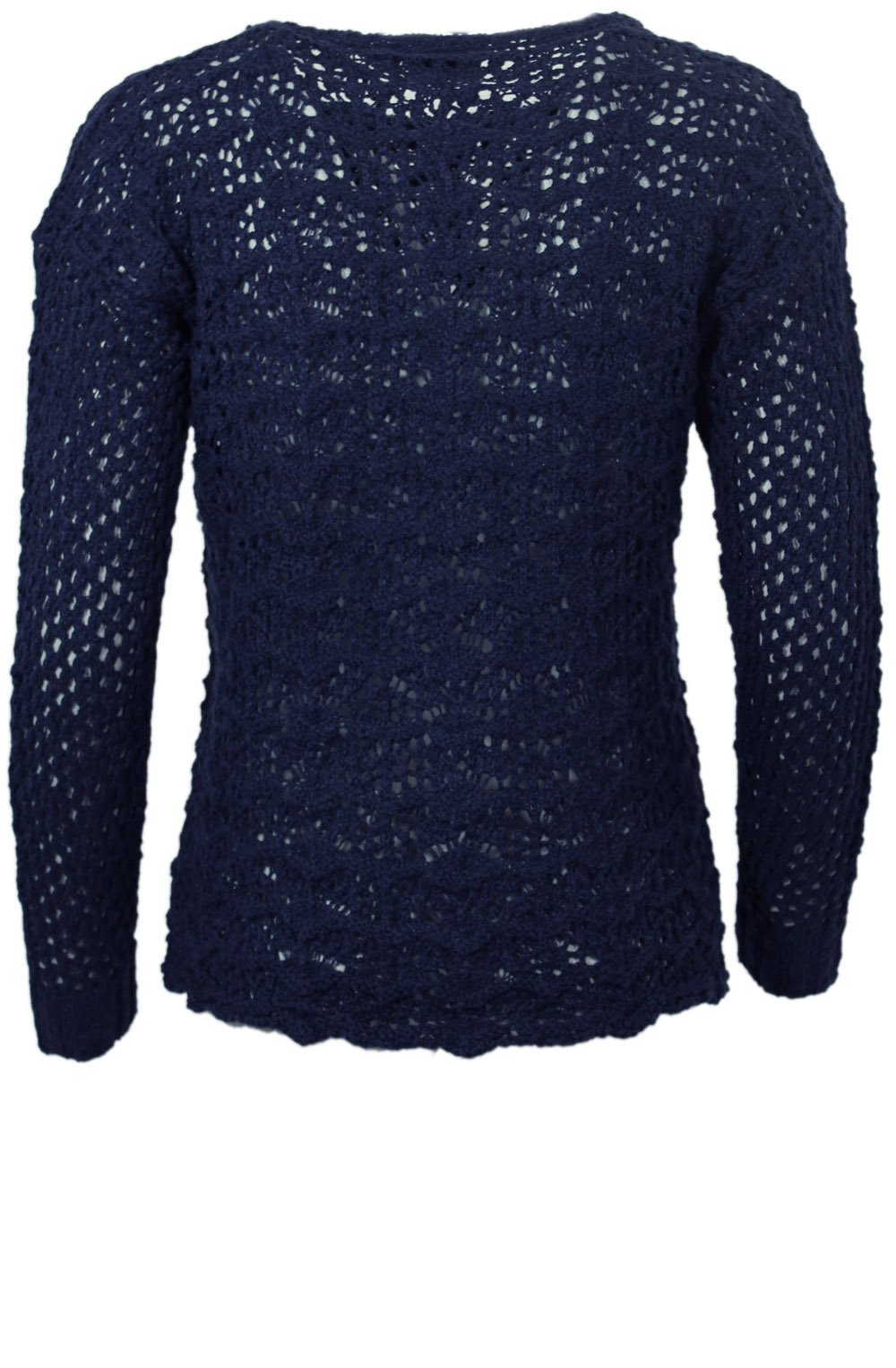 Navy crocheted knit sweater