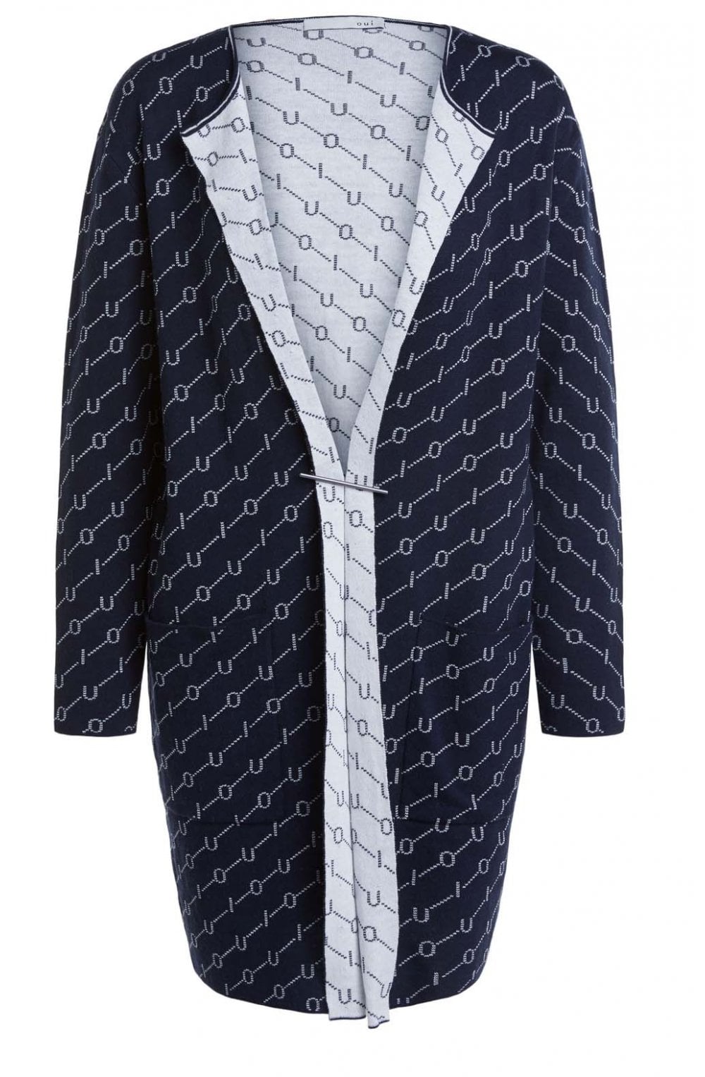 Navy Oui Print Cardigan