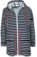 Navy & White Striped Raincoat