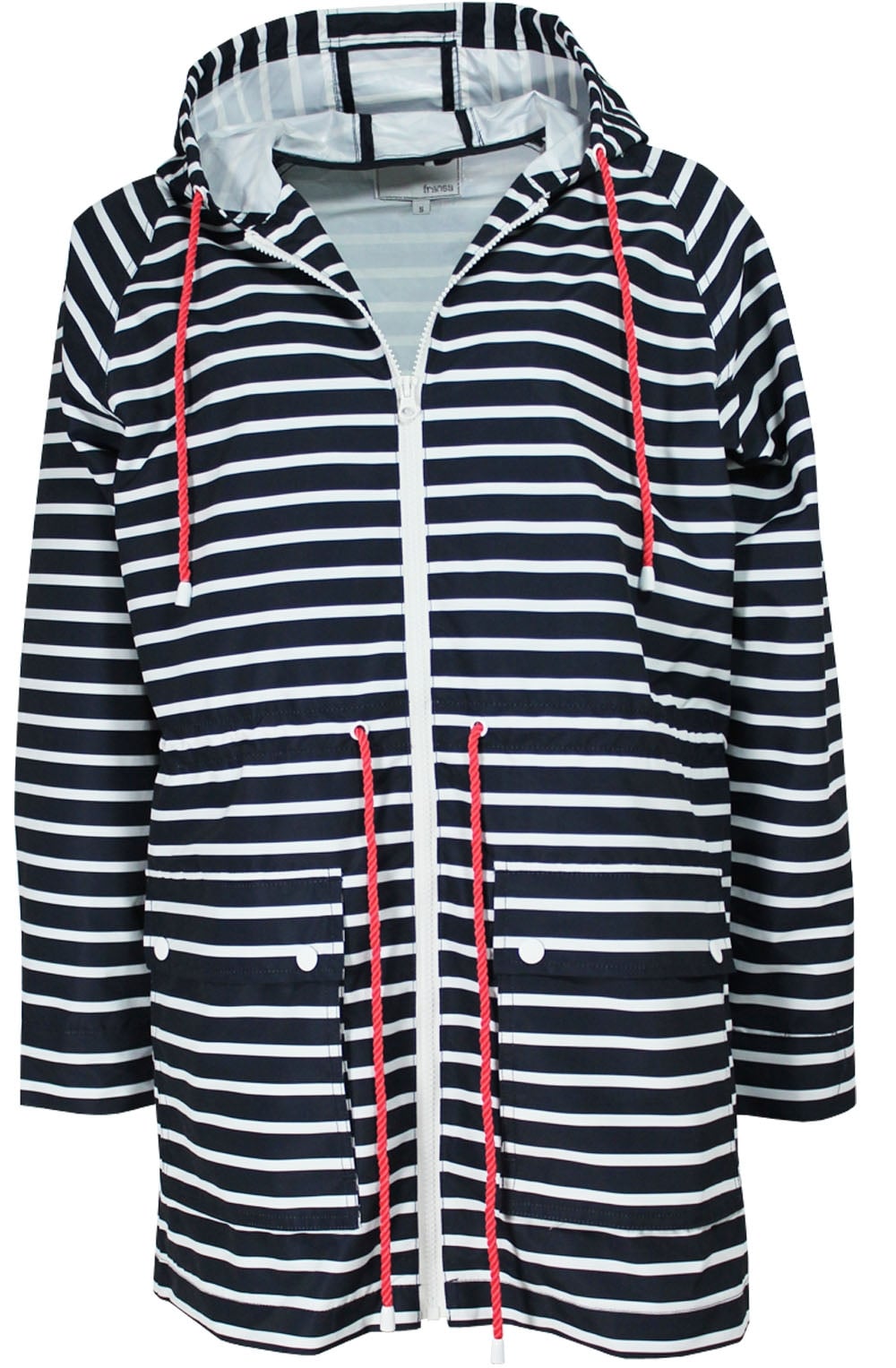Navy & White Striped Raincoat