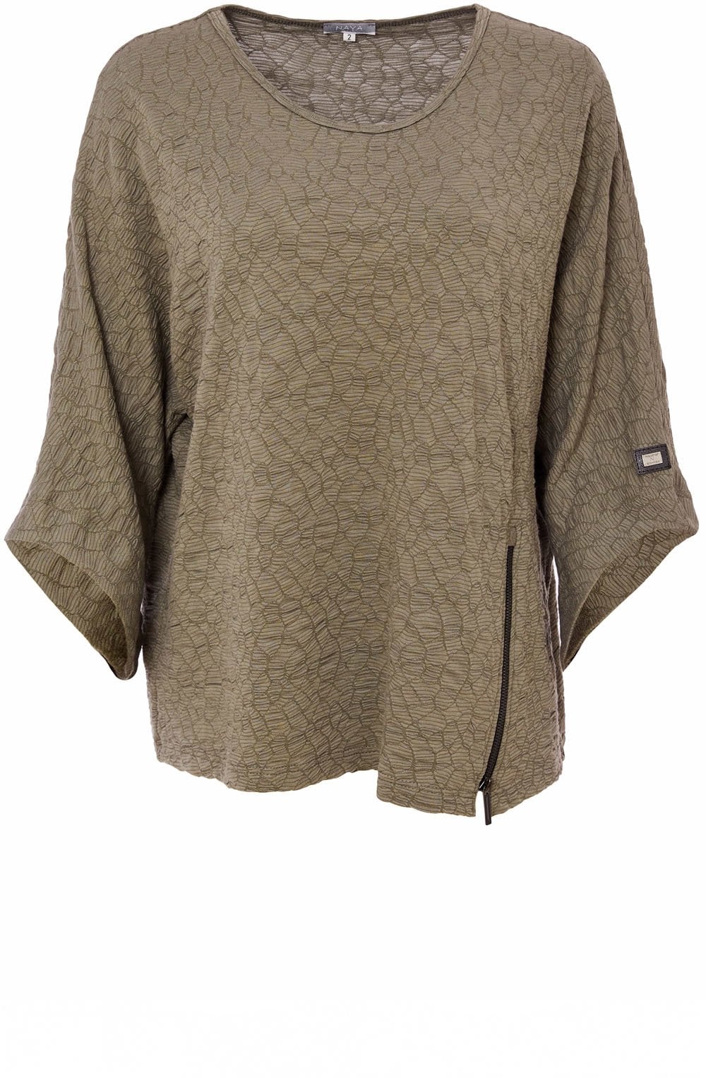 Army Green Sleeve Embossed Top