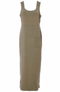 Army Green Sleeveless Jersey Maxi Dress