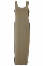 Army Green Sleeveless Jersey Maxi Dress