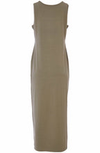 Army Green Sleeveless Jersey Maxi Dress