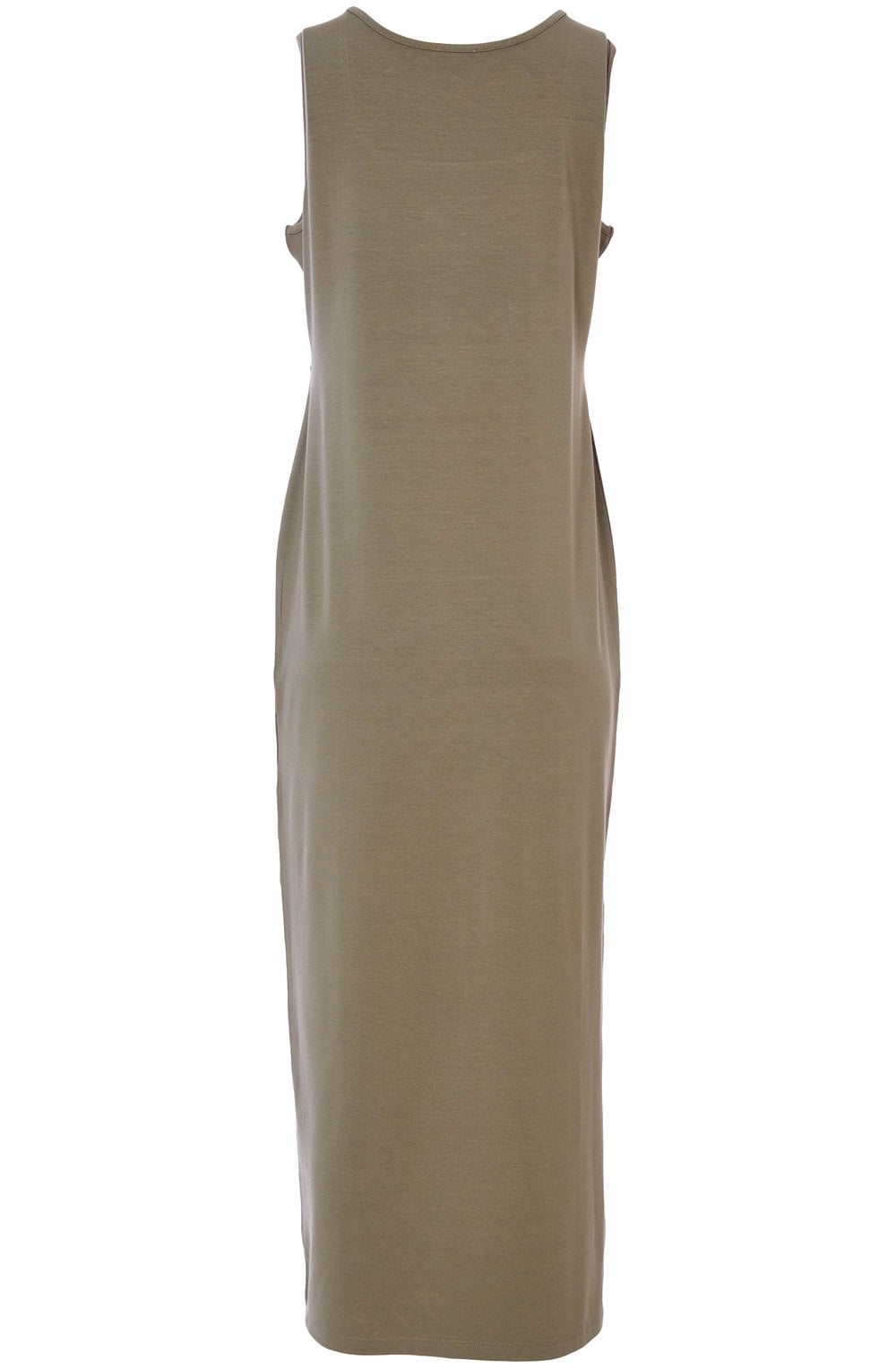 Army Green Sleeveless Jersey Maxi Dress