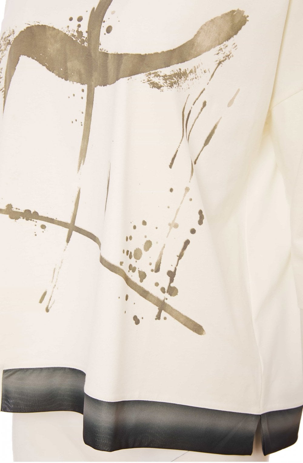 Army Green Splash Print Top