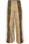 Army Green Striped Wide Ankle Length Trousers