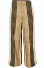 Army Green Striped Wide Ankle Length Trousers