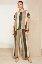 Army Green Striped Wide Ankle Length Trousers