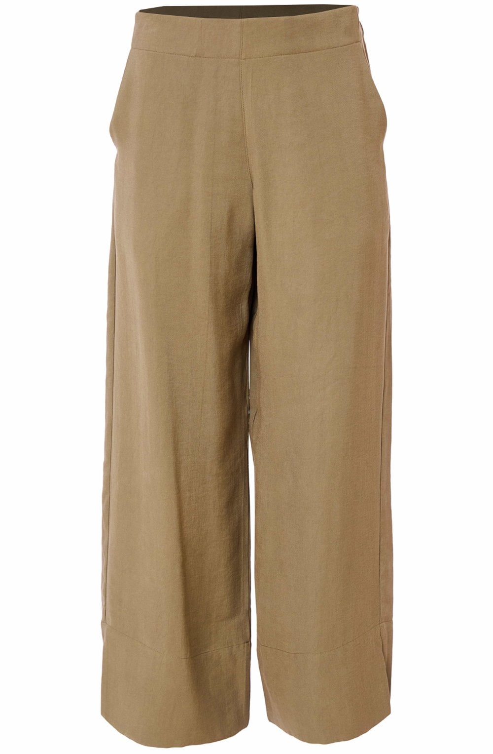 Army Green Wide Leg Ankle Length Trousers