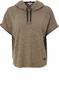 Army Green Zip Detail Hooded Top