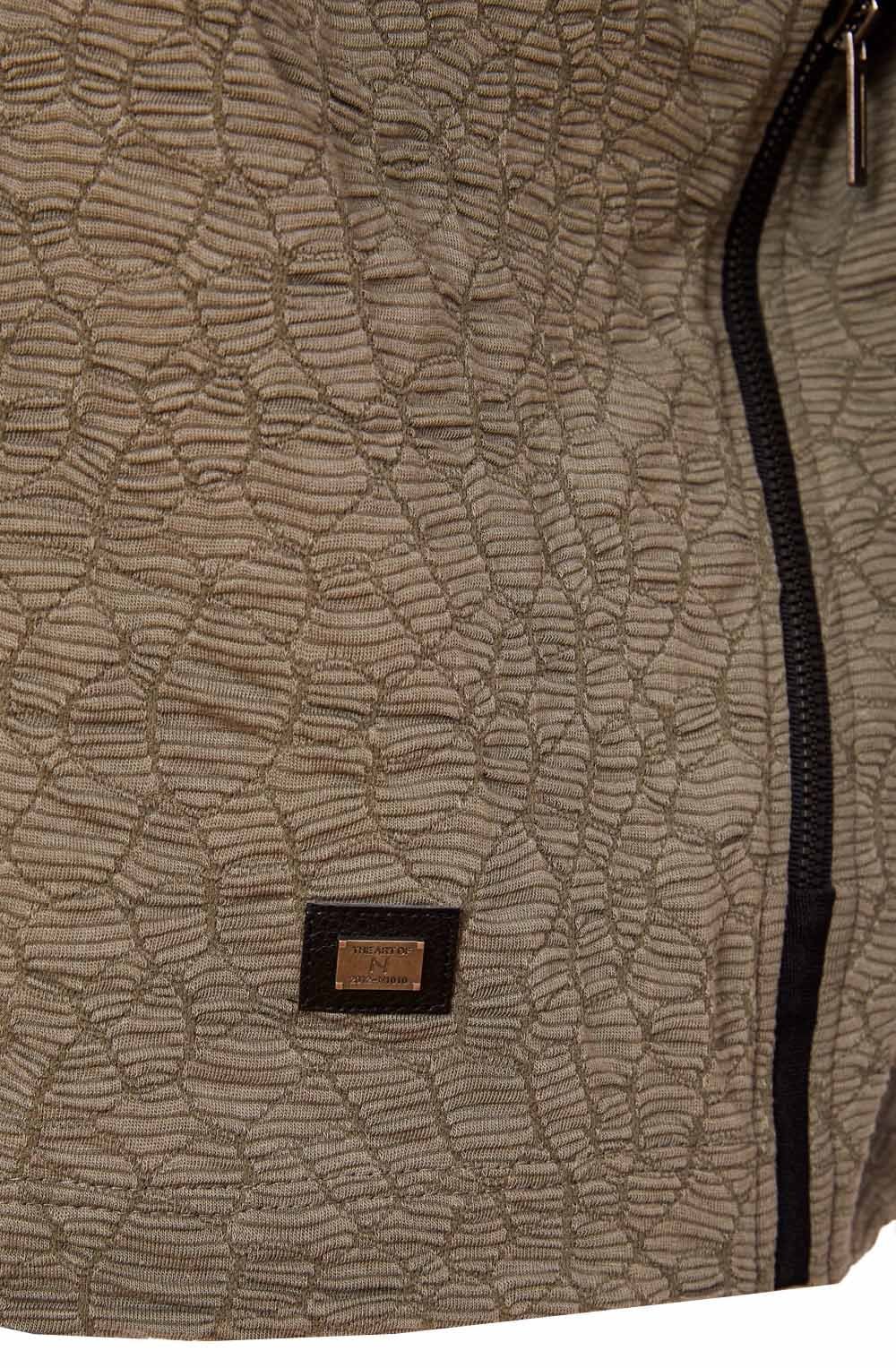 Army Green Zip Detail Hooded Top