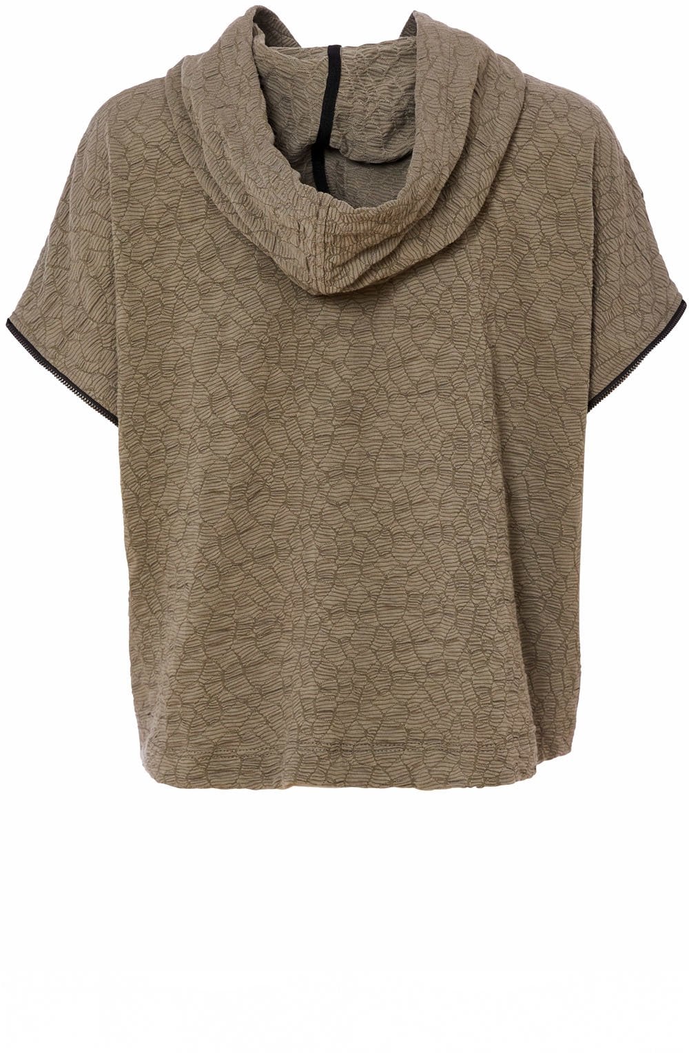 Army Green Zip Detail Hooded Top