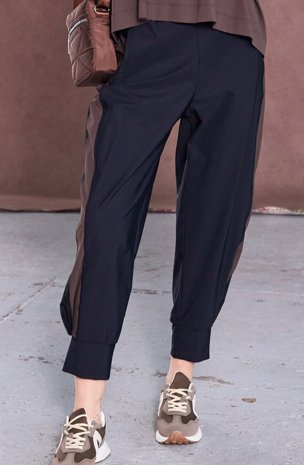 Black and Cocoa Tapered Trousers