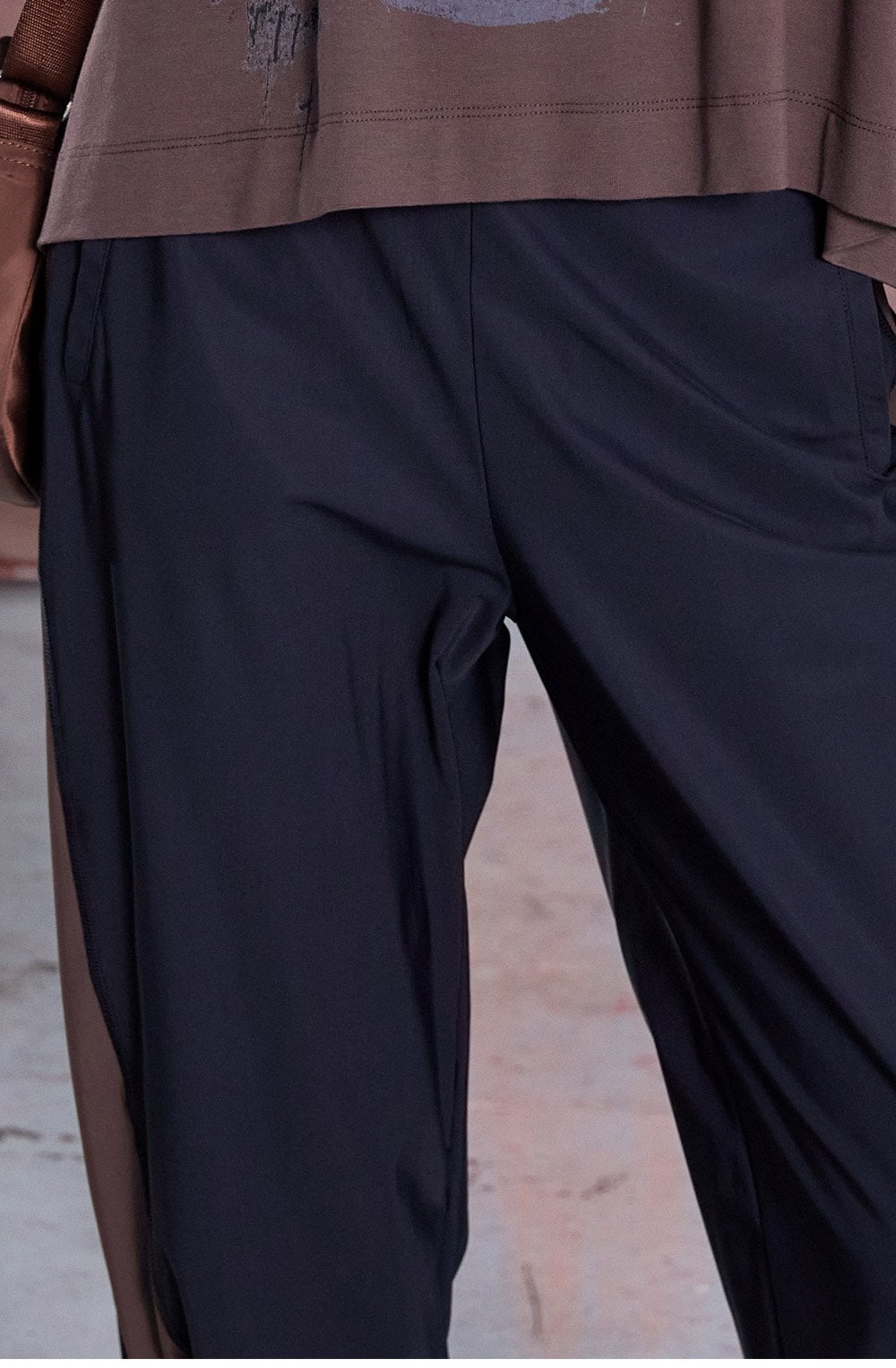 Black and Cocoa Tapered Trousers