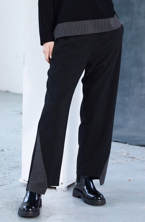 Black and Grey Cut Out Hem Trousers