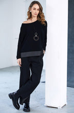 Black and Grey Cut Out Hem Trousers