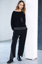 Black and Grey Cut Out Hem Trousers